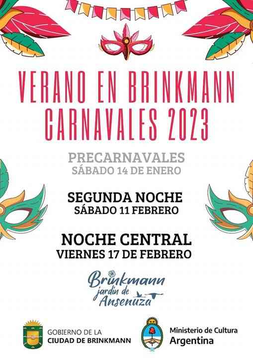 La noche central de los Carnavales en Brinkmann, se realiza el viernes 17 de febrero