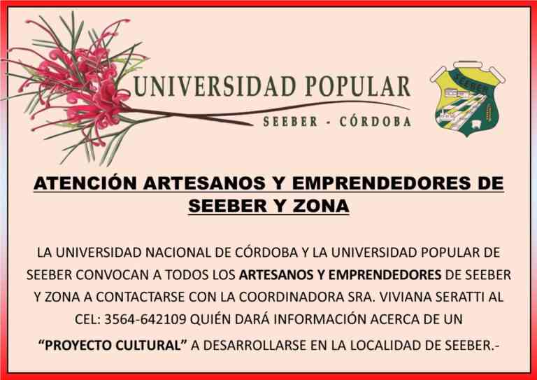 Universidad Popular Seeber: Lanzan convocatoria para Artesanos y Emprendedores