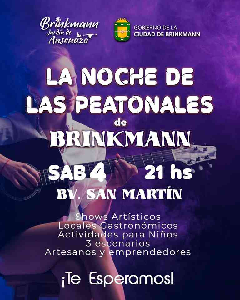 Sábado 4: Se realiza la «Noche de las Peatonales» en Bv. San Martín de Brinkmann