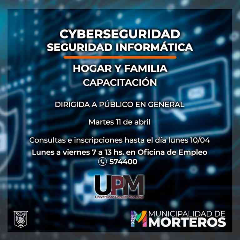 Universidad Popular de Morteros anuncia capacitación sobre Seguridad Informática