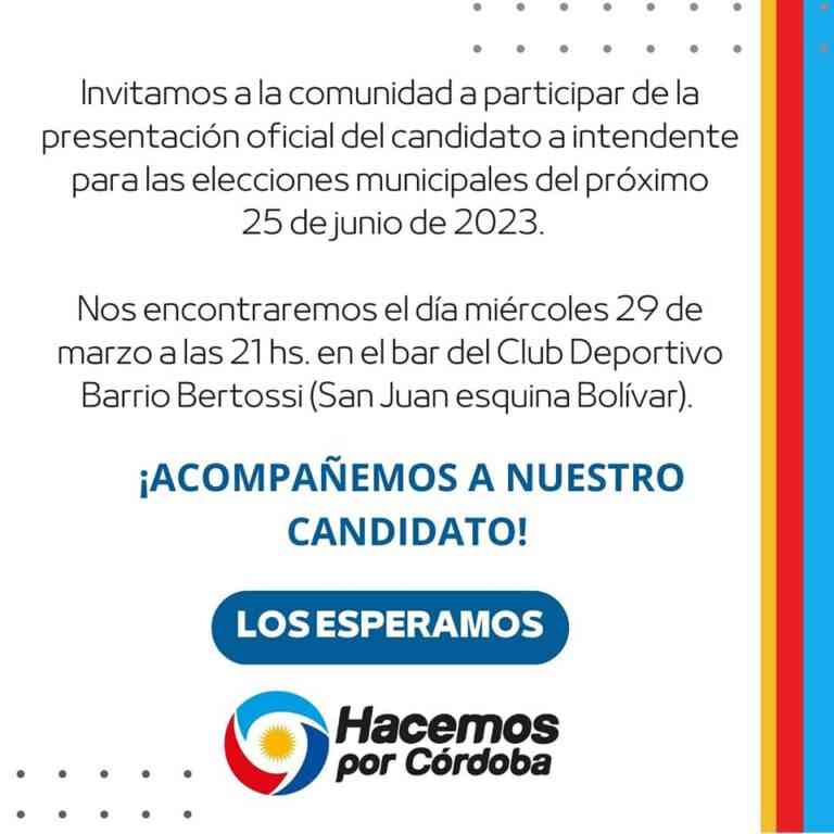Brinkmann: Hacemos por Córdoba presenta oficialmente a su candidato