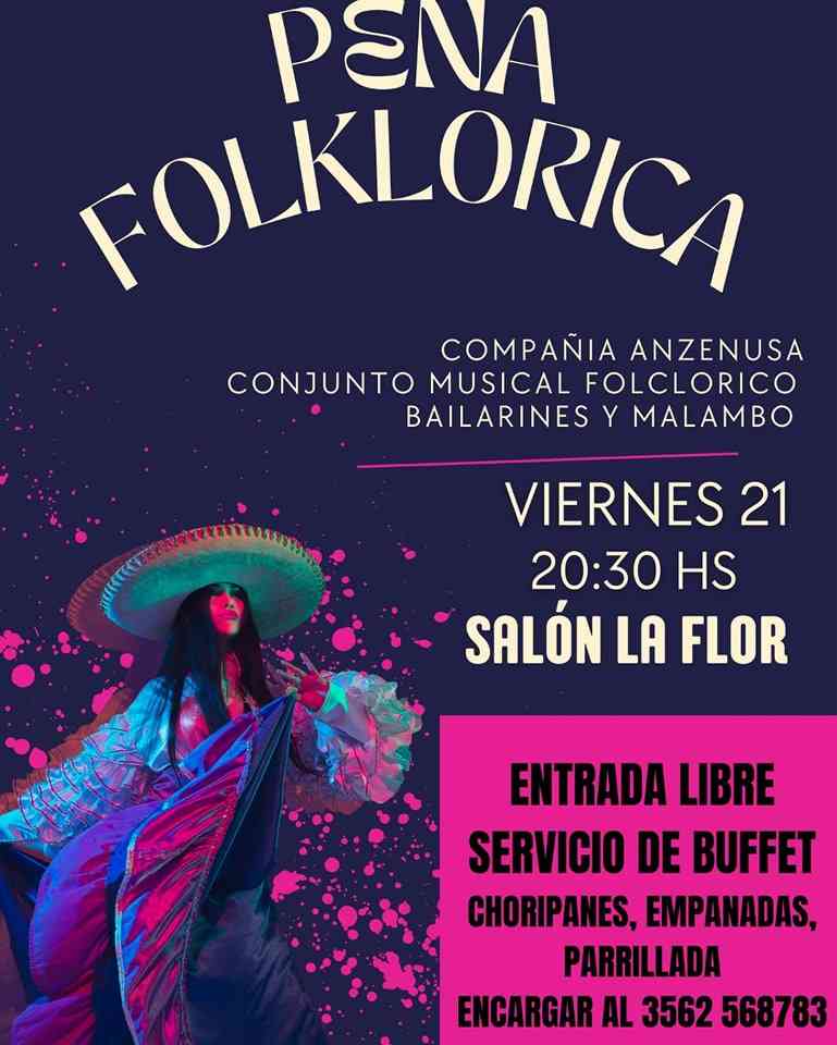 Viernes 21: Peña Folklórica en Club La Flor, con entrada gratuita