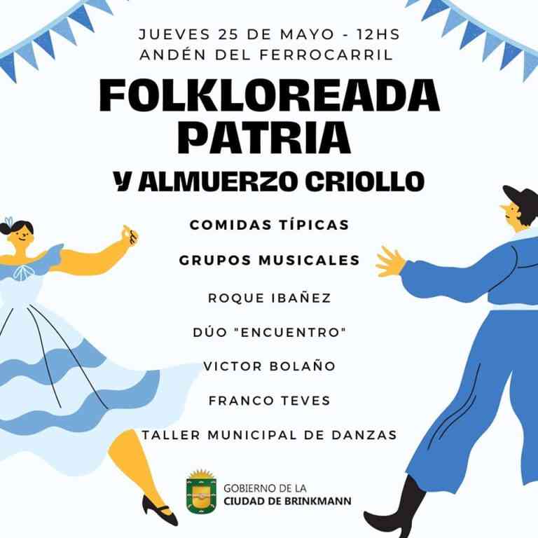 Este jueves 25, Brinkmann tendrá su Folkloreada Patria en el Andén del FFCC