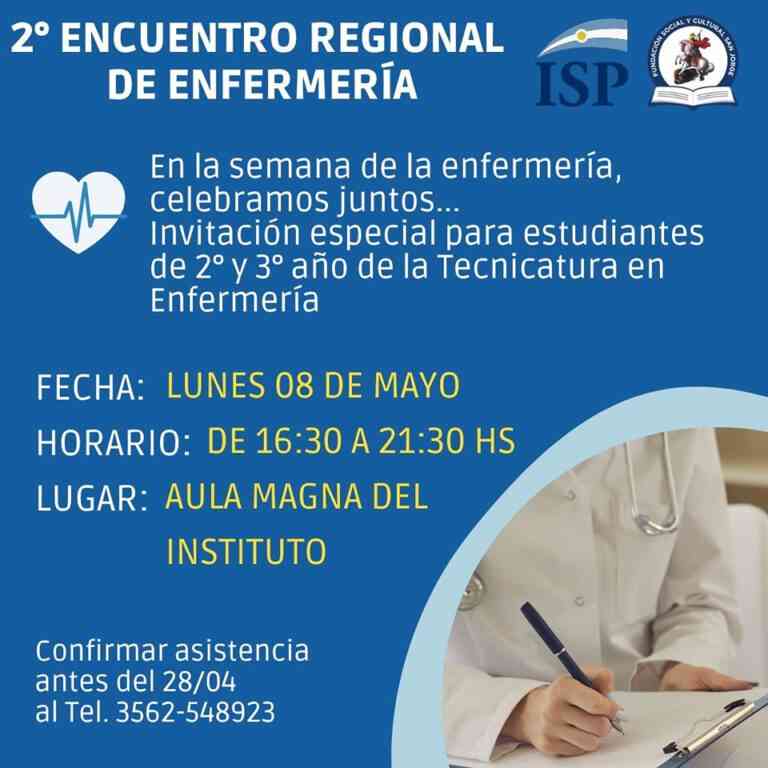 I.S.P: Organizan 2° Encuentro Regional de Enfermería