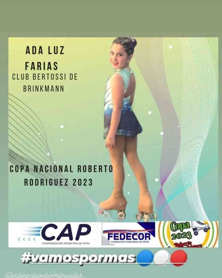 Ada Luz Farías del Patín de Bertossi, en Torneo Nacional con buenos resultados