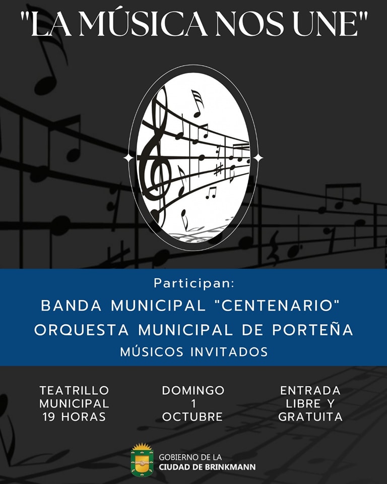 Domingo 1° de octubre: En la agenda cultural, la «Música nos Une»
