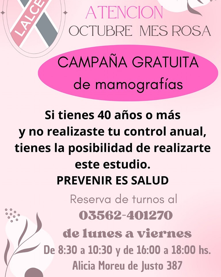 LALCEC Brinkmann- Luz de Vida: Realizan campaña gratuita de Mamografías