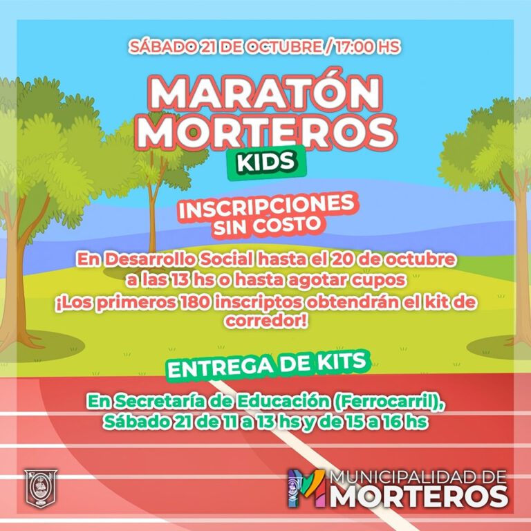 Sábado 21 de octubre: Organizan «Maratón MORTEROS Kids»