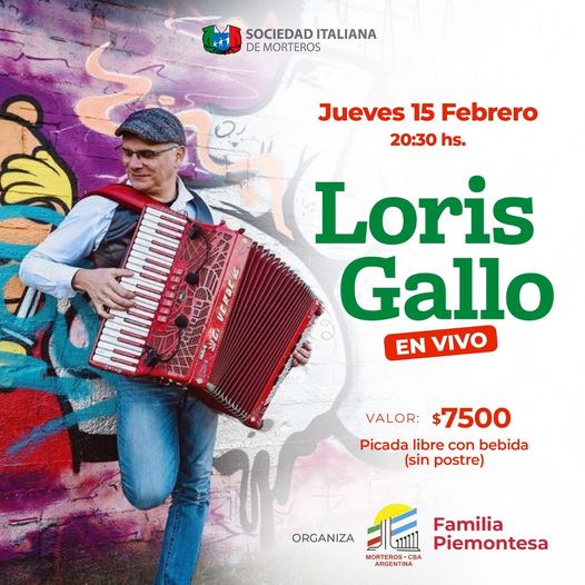 Cantante y humorista Loris Gallo llega desde el Piemonte a Morteros